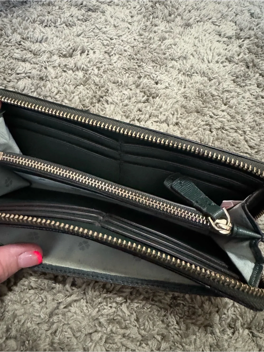 Kate Spade Pink & Black Striped Zip Around Continental Long Wallet